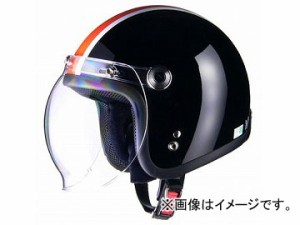 リード工業 BARTON ジェットヘルメット ブラック×オレンジ フリーサイズ(57〜60cm未満) BC-10 2輪