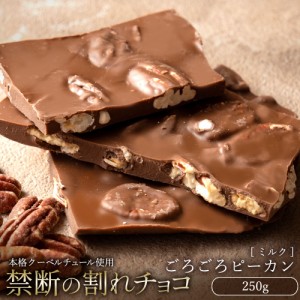 チョコレート  訳あり スイーツ 割れチョコ 本格クーベルチュール使用 割れチョコ ごろごろピーカンナッツ 250g 割れチョコレート クーベ