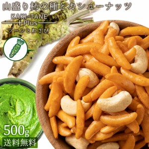 カシューナッツ 柿の種 わさび味 送料無料 大容量 500g 訳あり 山盛り柿の種とカシューナッツ 柿ピーじゃない 柿カシュー！？ 柿の種プラ