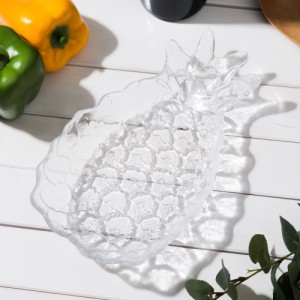 ラビングガラス パイナップル 25cm 皿 ガラスプレート Rubbing Glass