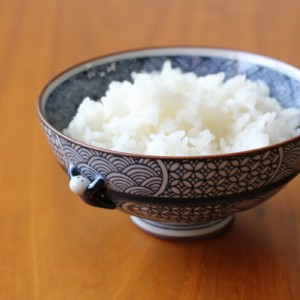 波佐見焼ご飯茶碗 地紋織り 飯碗 大 青