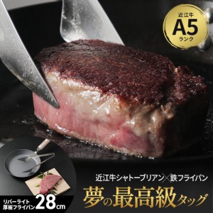 シャトーブリアンと鉄フライパンセット リバーライト 極JAPAN【厚板フライパン 28cm】 近江牛 A5ランク 最高級肉 鐵兎堂ギフトセット RIV