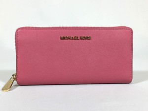 マイケルコース 長財布 レザー ピンク ジッピーウォレット 【極美品 使用わずか】 返品保証