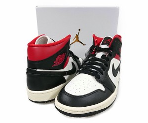 NIKE ナイキ 品番 BQ6472-061 WMNS AIR JORDAN 1 MID エアジョーダン シューズ 白×黒×赤 サイズUS10＝27cm 正規品 / 30151