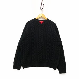 SUPREME シュプリーム 23AW Applique Cable Knit Sweater アップリケ ケーブルニット セーター ブラック サイズL 正規品 / 33517