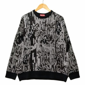 SUPREME シュプリーム Trebark Camo Sweater アクリル ニットセーター ブラック×グレー サイズL 正規品 / 34038