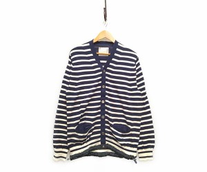 SACAI サカイ 品番 18-01642M ボーダー ニット カーディガン コットン ネイビー ホワイト サイズ3 正規品 / B3091