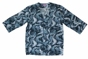 大人 鯉口シャツ 7分袖 和柄迷彩紺　サイズ：S・M・L・LL　素材：綿100％（こいくち　こいぐち　肉襦袢　肉襦袢）