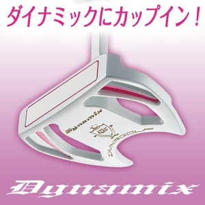 ゴルフ パター レディース マレット型 33インチ ヘッドカバー付き ダイナミクス 右利き グリップ太め 極太 女性 可愛い カップイン スコ