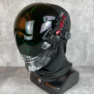 顔面完全保護サイバーパンクマスク 2022 LEDフラッシュ バラクラバ付き スカルマスク コスプレ ネオ東京 ハロウィン ストリート DJ 日除