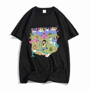 システムオブアダウン 半袖Tシャツ カートゥーンデザイン コットン素材 トップス お出かけ アウトドア ストリート ライブ メタル ロック 