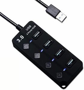 USBハブ USB3.0Hub 4ポート usb ハブ 充電対応 5Gbps高速転送　高速USB3.0 充電可 usbポート　拡張ポート　充電ポート　独立スイッチ　