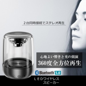 ワイヤレススピーカー Bluetooth5.0 ナイトランプ LED電球 360度スピーカー 照明 スケルトン 全方位 ムードライト