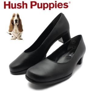 ハッシュパピー レディース プレーントゥ パンプス L-7240 Hush puppies クロ ブラック 日本製