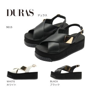 DURAS デュラス レディース サンダル ベルト 9015 厚底 靴 ブラック ホワイト