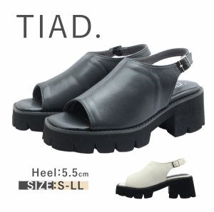TIAD. ティアッド レディース サンダル 5006 ストラップ スクエアトゥ ボリュームソール 歩きやすい 厚底 靴 黒 白 ブラック アイボリー
