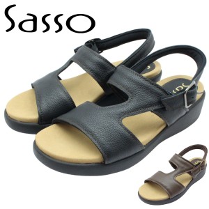 サッソー Sasso レディース レザー サンダル 8110 本革 バックバンド ウェッジヒール フラットシューズ