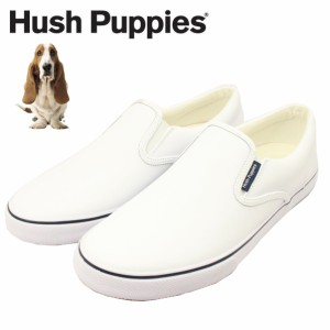 Hush Puppies ハッシュパピー メンズ レザー スニーカー スリッポン  M-02101100 紳士 靴 本革 ウォーキングシューズ ホワイト 白