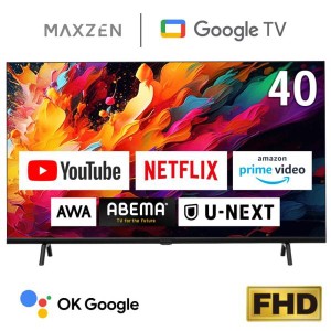 テレビ 40型 マクスゼン MAXZEN 40インチ Googleテレビ グーグルテレビ 地上・BS・110度CSデジタル 外付けHDD録画機能 HDRパネル JV40DS0
