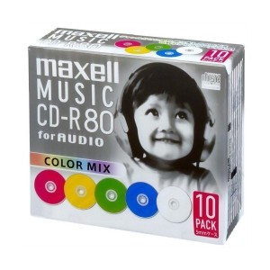 maxell 音楽用 CD-R 80分 カラーミックス 10枚 5mmケース入 CDRA80MIX.S1P10S 記録メディア メディア