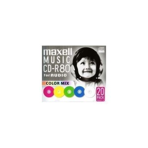 maxell 音楽用 CD-R 80分 カラーミックス 20枚 5mmケース入 CDRA80MIX.S1P20S 記録メディア メディア