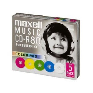 maxell 音楽用 CD-R 80分 カラーミックス 5枚 5mmケース入 CDRA80MIX.S1P5S