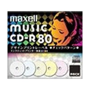 maxell 音楽用 CD-R 80分 インクジェットプリンタ対応デザインプリントワイド印刷)  5枚 5mmケース入 CDRA80PMIX.S1P5S