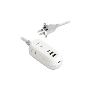 カシムラ USB付電源タップ 3口ACコンセント USB Type-C 2ポート+USB-A 2ポート搭載 AC-021(WH)