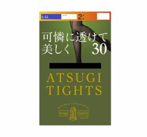 【３個セット】 アツギ タイツ 可憐に透けて美しく 30デニール L-LL ブラック(2足入)×３個セット 