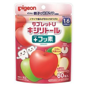 【１０個セット】 ピジョン 親子で乳歯ケア タブレットU キシリトール プラスフッ素 りんごミックス味 60粒×１０個セット 【mor】【ご注