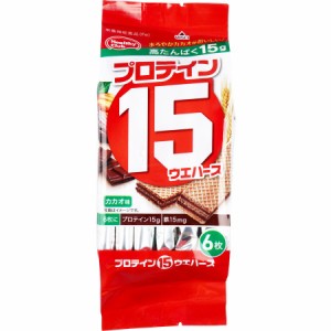 【１０個セット】ヘルシークラブ プロテイン15ウエハース カカオ味(6枚入）×１０個セット 