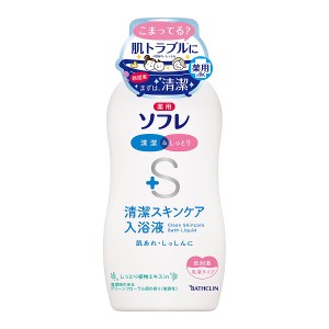 バスクリン 薬用ソフレ 清潔スキンケア入浴液 グリーンフローラル調の香り(720ml)