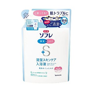 バスクリン 薬用ソフレ 清潔スキンケア入浴液 グリーンフローラル調の香りつめかえ用(600ml)