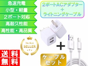 iPhone ライトニングケーブル＆コンセントセット おすすめ 充電 1ｍ 2ポート USB 急速充電 安い アダプター lightning cable