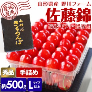 さくらんぼ 佐藤錦 秀 500g Lサイズ以上 手詰め 贈答用 高級ギフト 化粧箱入り 山形県 産直 冷蔵便 同梱不可 指定日不可