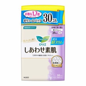 ロリエ　しあわせ素肌　ボリュームパック　通気超スリム　特に多い昼用　羽つき　【30コ入】(花王)