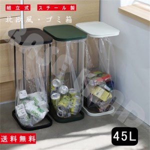 ゴミ箱 45L ふた付き 分別ゴミ袋ホルダー キッチン用 ごみ箱 スリム ダストボックス スタンド おしゃれ 北欧 カジュアル 45L袋可 蓋付き 