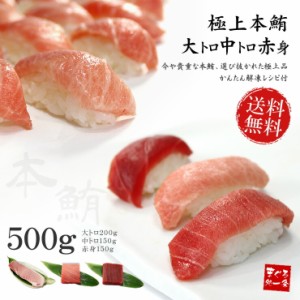 本マグロ大トロ・中トロ・赤身 計500g 解凍レシピ付 送料無料〈bf1〉[[大中赤セット]