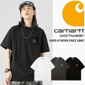 Carhartt カーハート Tシャツ メンズ レディース 半袖 刺繍ロゴ 無地T クルーネックTシャツ 男女兼用 ファッション Tシャツ 大きいサイズ