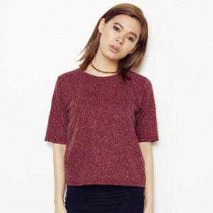 TOPSHOP・トップショップ ZIP BACK TEE 春 夏 トップス レディース Tシャツ 半袖  カットソー S・M・L・XLサイズ お洒落 エンジ 無地 女