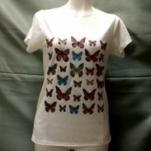 「TOPSHOP・トップショップ」BUTTERFLY TEE トップス レディース Tシャツ 送料無料 半袖 カットソー ホワイト ミドル丈 クルーネック か