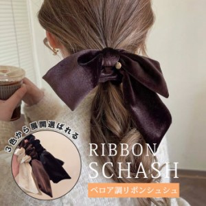 リボンシュシュ ヘアクリップ リボン 髪留め リボン ヘアアレンジ シュシュ ヘアアクセサリー ベロアリボン 髪飾り 卒園式 卒業式