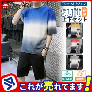 セットアップ メンズ 上下セット 2点セット ジャージ 半袖 tシャツ 夏物 ハーフパンツ 大きいサイズ 吸汗速乾 部屋着 パジャ