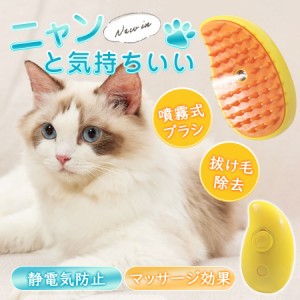 即納!！ 猫ブラシ ペットブラシ 蒸気ブラシ スチームブラシ 抜け毛取り 加湿ミスト 3In1 マッサージ 換毛期 静電気防止 噴霧 USB