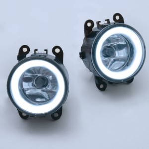 NV350 E26 キャラバン 前期 ホワイト LED ファイバー イカリング 付き H8 フォグランプ ガラスレンズ