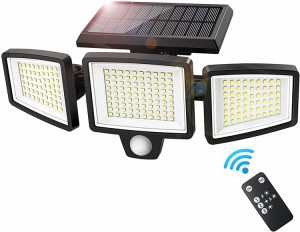 ソーラーライト 屋外 防水 210LED 3面発光 光束最大2500ルーメン 3つ知能モード 2200mAh大容量電池 高輝度 人感センサー 360°角度調整可