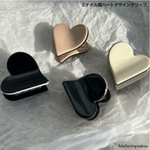 エナメル調ハートデザインミニクリップ　大人　かわいい　プレゼント　プチプラ　レディース　ヘアアレンジ　ヘアアクセ　前髪　アクセサ