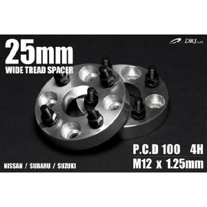 スズキ ワゴンR MC11S/21S ワイドトレッドスペーサー 100　４H　M12*1.25 「Q25mm 2枚」