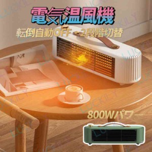 【800Wパワー＆転倒自動OFF】電気ファンヒーター セラミックファンヒーター 速暖 2段階切替 電気温風機 静音 卓上 足元 おしゃれ 家庭用 