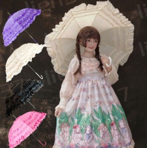 レディース 日傘 可愛い 長傘 折りたたみ傘 日傘 雨傘 兼用 プリンセス傘 花 薔薇 レース フリル ドーム 型 UV 日焼け 対策 遮光 裏も 可